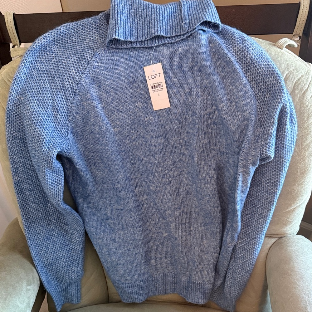 LOFT Heather Blue Textured Sweater